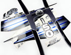 Vinyl graphic silver shimmer blue decals set suitable for Mercury 150 hp four stroke outboard engine. Vinyl silver shimmer stickers kit for Mercury 150 hp four stroke Handmade