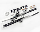 Vinyl black with clear film decals set suitable for Yamaha 175 hp four stroke outboard engine for white cover. Vinyl stickers kit for Yamaha 175 hp four stroke Handmade