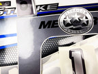 Vinyl graphic silver shimmer blue decals set suitable for Mercury 150 hp four stroke outboard engine. Vinyl silver shimmer stickers kit for Mercury 150 hp four stroke Handmade