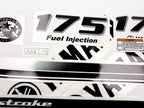 Vinyl black with clear film decals set suitable for Yamaha 175 hp four stroke outboard engine for white cover. Vinyl stickers kit for Yamaha 175 hp four stroke Handmade