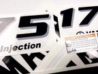 Vinyl black with clear film decals set suitable for Yamaha 175 hp four stroke outboard engine for white cover. Vinyl stickers kit for Yamaha 175 hp four stroke Handmade