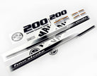 Vinyl black with clear film decals set suitable for Yamaha 200 hp four stroke outboard engine for white cover. Vinyl stickers kit for Yamaha 200 hp four stroke Handmade