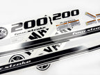 Vinyl black with clear film decals set suitable for Yamaha 200 hp four stroke outboard engine for white cover. Vinyl stickers kit for Yamaha 200 hp four stroke Handmade
