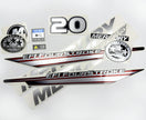 Vinyl graphic silver shimmer decals set suitable for Mercury 20 hp four stroke EFI outboard engine. Vinyl silver shimmer stickers kit for Mercury 20 hp four stroke Handmade
