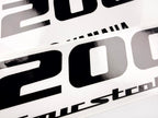 Vinyl black with clear film decals set suitable for Yamaha 200 hp four stroke outboard engine for white cover. Vinyl stickers kit for Yamaha 200 hp four stroke Handmade