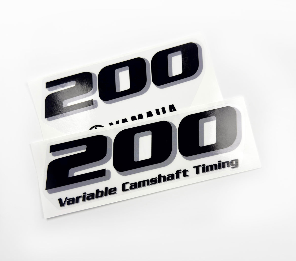 Vinyl black with clear film decals set suitable for Yamaha 200 hp four stroke outboard engine for white cover. Vinyl stickers kit for Yamaha 200 hp four stroke Handmade