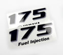 Vinyl black with clear film decals set suitable for Yamaha 175 hp four stroke outboard engine for white cover. Vinyl stickers kit for Yamaha 175 hp four stroke Handmade