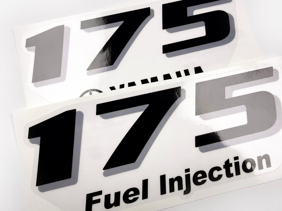 Vinyl black with clear film decals set suitable for Yamaha 175 hp four stroke outboard engine for white cover. Vinyl stickers kit for Yamaha 175 hp four stroke Handmade
