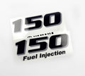 Vinyl black with clear film decals set suitable for Yamaha 150 hp four stroke outboard engine for white cover. Vinyl stickers kit for Yamaha 150 hp four stroke Handmade
