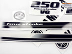 Vinyl black with clear film decals set suitable for Yamaha 250 hp four stroke outboard engine for white cover. Vinyl stickers kit for Yamaha 225 hp four stroke Handmade