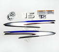 Vinyl graphic decals metalized silver shimmer set suitable for Yamaha 15 hp two stroke outboard engine. Vinyl stickers kit for Yamaha 15 hp two stroke Handmade
