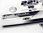Vinyl black with clear film decals set suitable for Yamaha 225 hp four stroke outboard engine for white cover. Vinyl stickers kit for Yamaha 225 hp four stroke Handmade