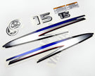 Vinyl graphic decals metalized silver shimmer set suitable for Yamaha 15 hp two stroke outboard engine. Vinyl stickers kit for Yamaha 15 hp two stroke Handmade