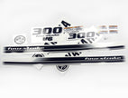 Vinyl black with clear film decals set suitable for Yamaha 300 hp four stroke outboard engine for white cover. Vinyl stickers kit for Yamaha 300 hp four stroke Handmade
