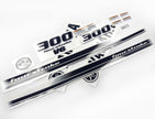 Vinyl black with clear film decals set suitable for Yamaha 300 hp four stroke outboard engine for white cover. Vinyl stickers kit for Yamaha 300 hp four stroke Handmade