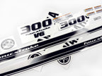 Vinyl black with clear film decals set suitable for Yamaha 300 hp four stroke outboard engine for white cover. Vinyl stickers kit for Yamaha 300 hp four stroke Handmade