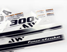 Vinyl black with clear film decals set suitable for Yamaha 300 hp four stroke outboard engine for white cover. Vinyl stickers kit for Yamaha 300 hp four stroke Handmade