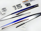 Vinyl graphic decals metalized silver shimmer set suitable for Yamaha 15 hp two stroke outboard engine. Vinyl stickers kit for Yamaha 15 hp two stroke Handmade