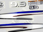 Vinyl graphic decals metalized silver shimmer set suitable for Yamaha 9.9 hp two stroke outboard engine. Vinyl stickers kit for Yamaha 9.9 hp two stroke Handmade