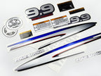 Vinyl graphic metalized silver decals set suitable for Yamaha 9.9 hp four stroke high thrust outboard engine. Vinyl stickers kit for Yamaha 9.9 hp four stroke Handmade