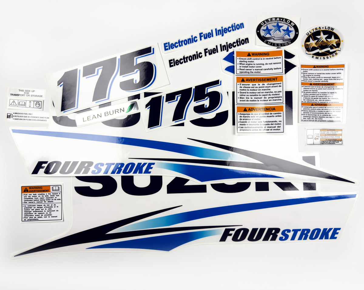 Vinyl graphic decals clear film set suitable for Suzuki 175 hp outboard engine four stroke. Vinyl stickers kit for suzuki 175 hp Handmade