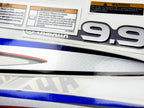 Vinyl graphic metalized silver decals set suitable for Yamaha 9.9 hp four stroke high thrust outboard engine. Vinyl stickers kit for Yamaha 9.9 hp four stroke Handmade