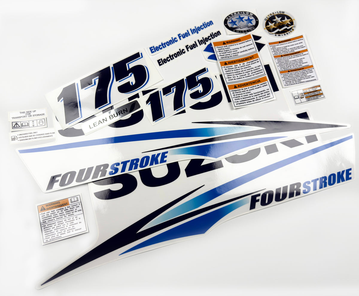 Vinyl graphic decals clear film set suitable for Suzuki 175 hp outboard engine four stroke. Vinyl stickers kit for suzuki 175 hp Handmade