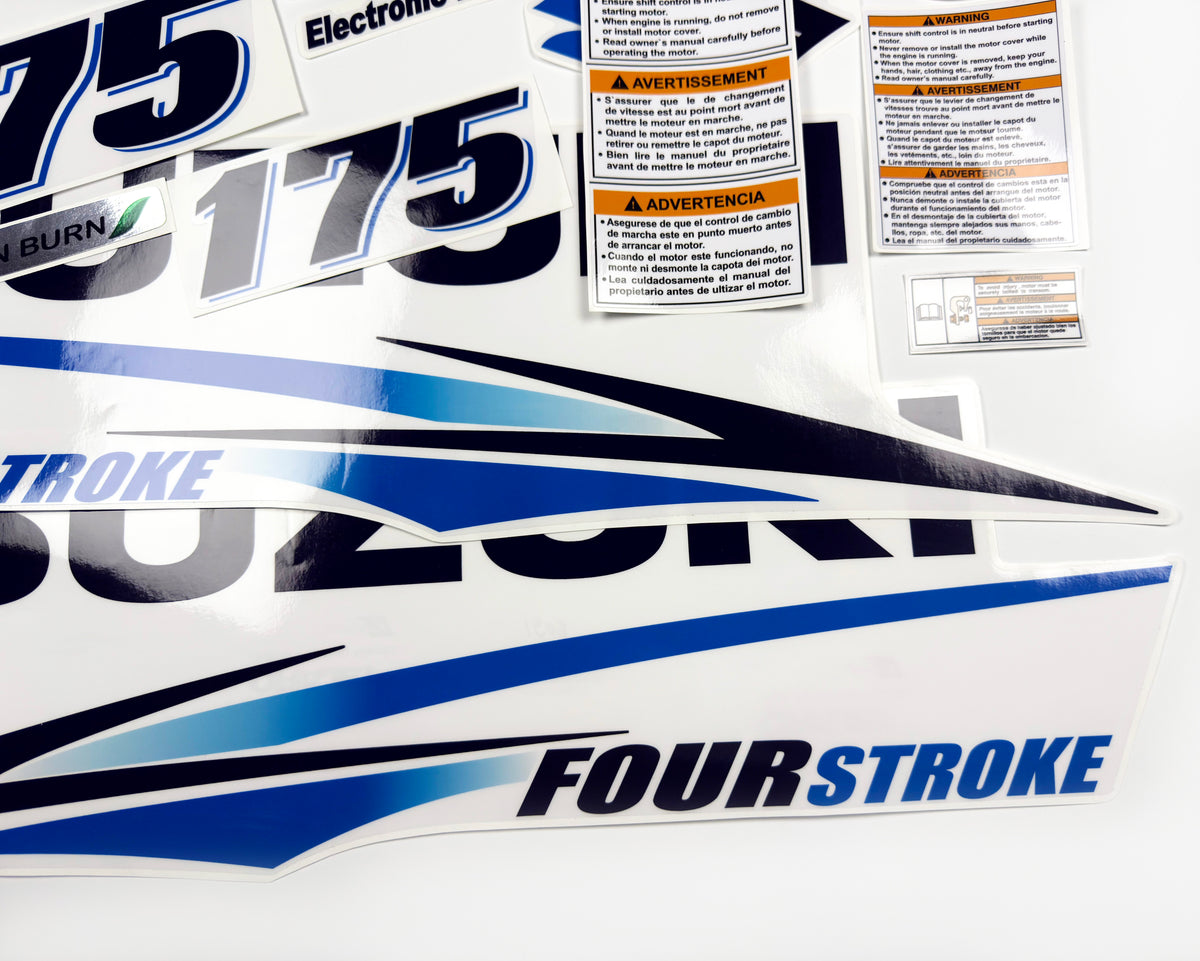 Vinyl graphic decals clear film set suitable for Suzuki 175 hp outboard engine four stroke. Vinyl stickers kit for suzuki 175 hp Handmade