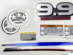 Vinyl graphic metalized silver decals set suitable for Yamaha 9.9 hp four stroke high thrust outboard engine. Vinyl stickers kit for Yamaha 9.9 hp four stroke Handmade