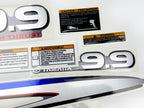 Vinyl graphic metalized silver decals set suitable for Yamaha 9.9 hp four stroke high thrust outboard engine. Vinyl stickers kit for Yamaha 9.9 hp four stroke Handmade