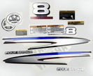 Vinyl graphic metalized silver decals set suitable for Yamaha 8 hp four stroke high thrust outboard engine. Vinyl stickers kit for Yamaha 8 hp four stroke Handmade