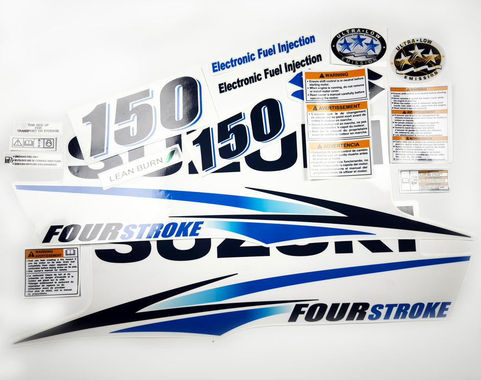 Vinyl graphic decals clear film set suitable for Suzuki 150 hp outboard engine four stroke. Vinyl stickers kit for suzuki 150 hp Handmade
