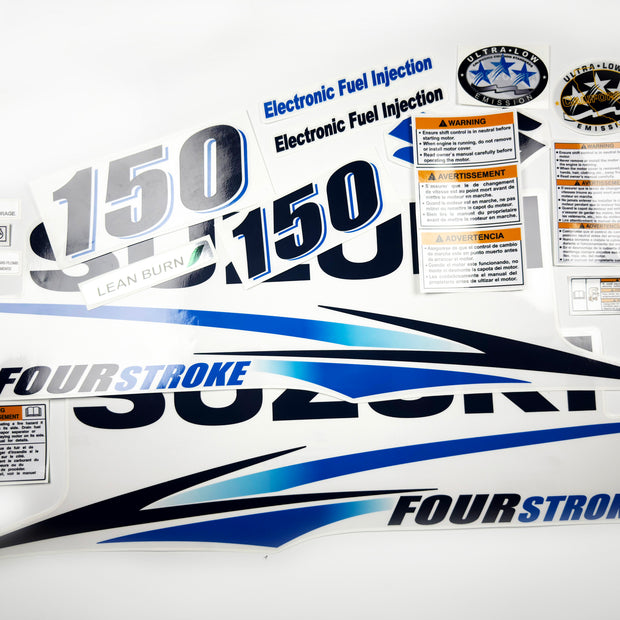 Vinyl graphic decals clear film set suitable for Suzuki 150 hp outboard engine four stroke. Vinyl stickers kit for suzuki 150 hp Handmade