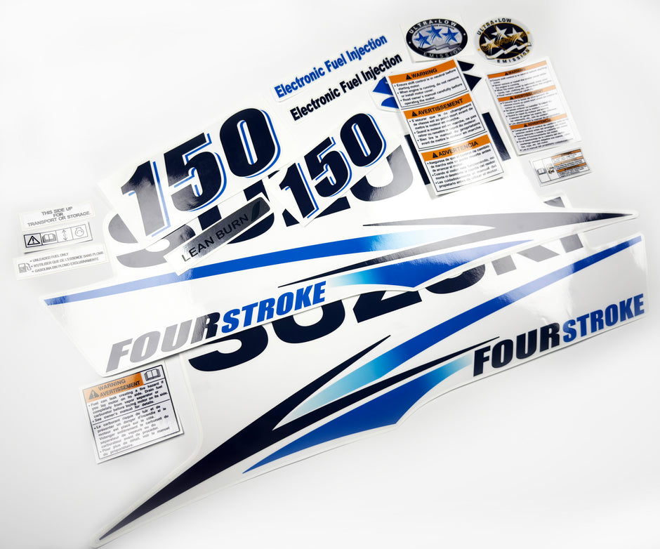 Vinyl graphic decals clear film set suitable for Suzuki 150 hp outboard engine four stroke. Vinyl stickers kit for suzuki 150 hp Handmade