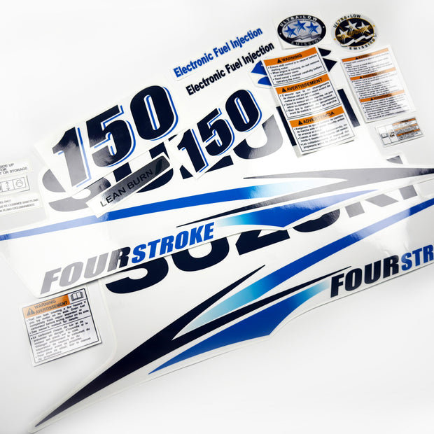 Vinyl graphic decals clear film set suitable for Suzuki 150 hp outboard engine four stroke. Vinyl stickers kit for suzuki 150 hp Handmade