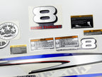 Vinyl graphic metalized silver decals set suitable for Yamaha 8 hp four stroke high thrust outboard engine. Vinyl stickers kit for Yamaha 8 hp four stroke Handmade