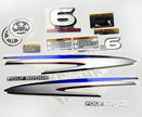 Vinyl graphic metalized silver decals set suitable for Yamaha 6 hp four stroke high thrust outboard engine. Vinyl stickers kit for Yamaha 6 hp four stroke Handmade
