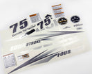 Vinyl graphic decals silver shimmer film set suitable for Suzuki 75 hp outboard engine four stroke white cover. Vinyl stickers kit for suzuki 75 hp Handmade