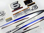 Vinyl graphic metalized silver decals set suitable for Yamaha 6 hp four stroke high thrust outboard engine. Vinyl stickers kit for Yamaha 6 hp four stroke Handmade