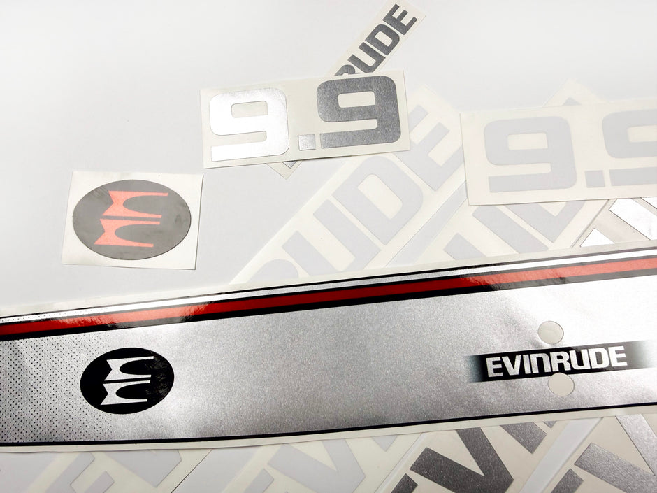 Vinyl graphic silver shimmer decals set suitable for Evinrude 9.9 hp outboard engine Vinyl stickers kit for Ewinrude 9.9 Handmade