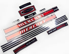 Vinyl graphic red with chrome shine retro decals set suitable for Mercury 6.5 hp outboard engine 1970