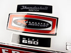 Vinyl graphic red with chrome shine retro decals set suitable for Mercury 6.5 hp outboard engine 1970