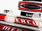 Vinyl graphic red with chrome shine retro decals set suitable for Mercury 6.5 hp outboard engine 1970
