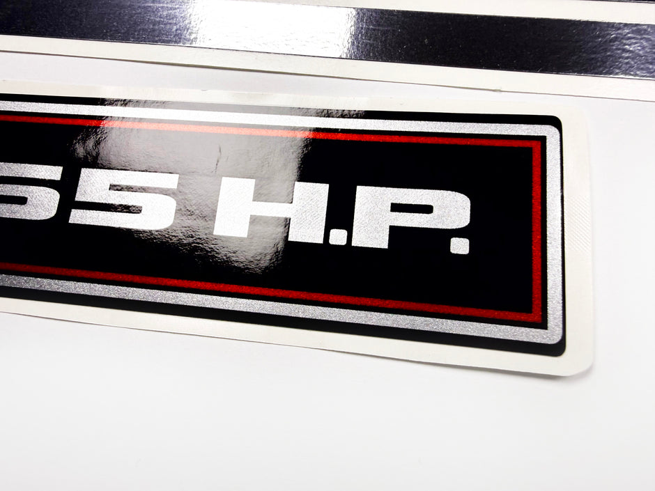 Vinyl graphic red with chrome shine retro decals set suitable for Mercury 6.5 hp outboard engine 1970