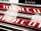 Vinyl graphic red with chrome shine retro decals set suitable for Mercury 6.5 hp outboard engine 1970