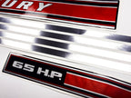 Vinyl graphic red with chrome shine retro decals set suitable for Mercury 6.5 hp outboard engine 1970