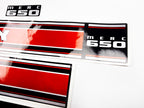 Vinyl graphic red with chrome shine retro decals set suitable for Mercury 6.5 hp outboard engine 1970