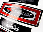Vinyl graphic red with chrome shine retro decals set suitable for Mercury 6.5 hp outboard engine 1970