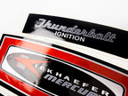 Vinyl graphic red with chrome shine retro decals set suitable for Mercury 6.5 hp outboard engine 1970