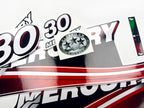 Vinyl graphic decals set suitable for Mercury 30 hp four stroke outboard engine. Vinyl stickers kit for Mercury 30 hp Handmade